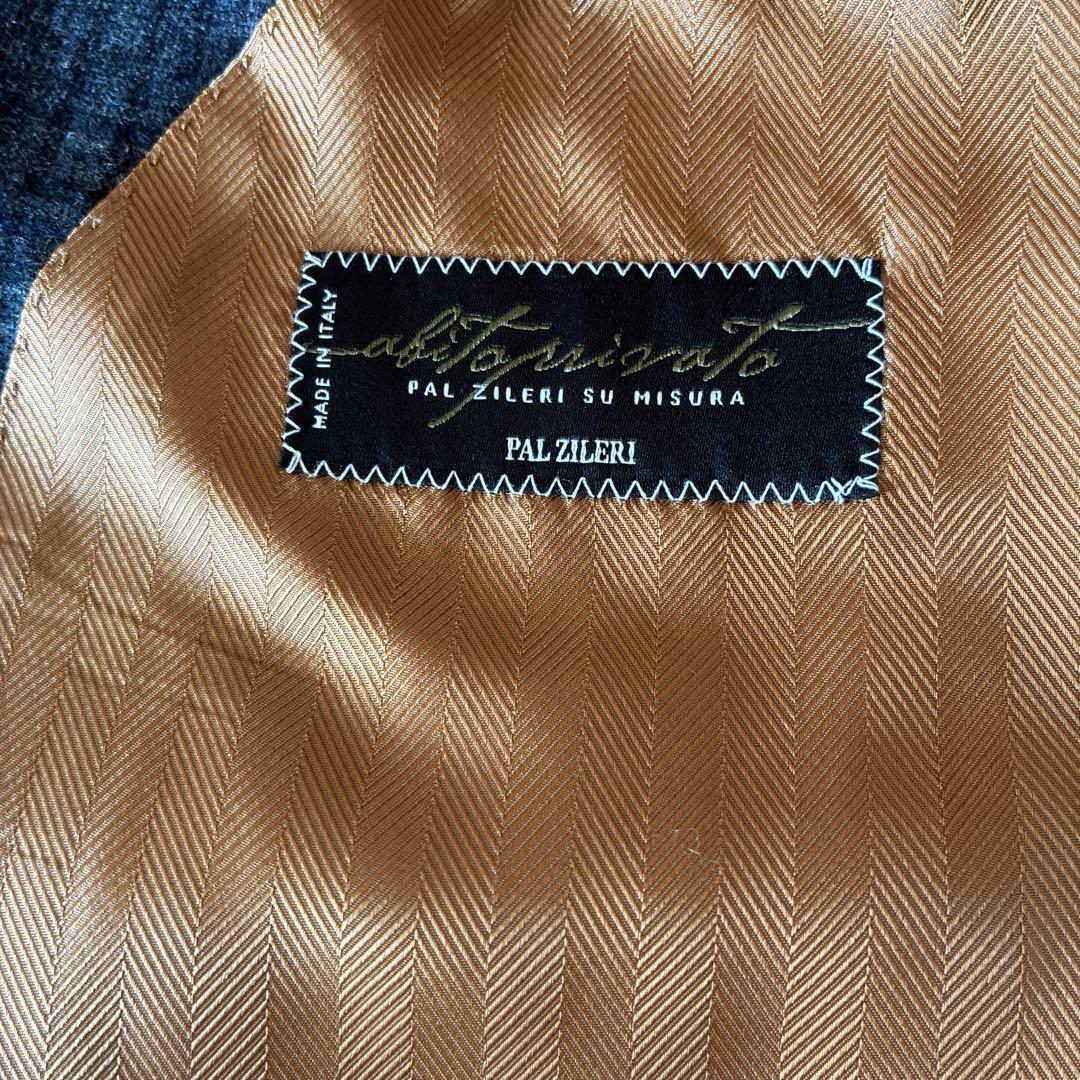 ネイビー チェック柄 ダブルブレストコート