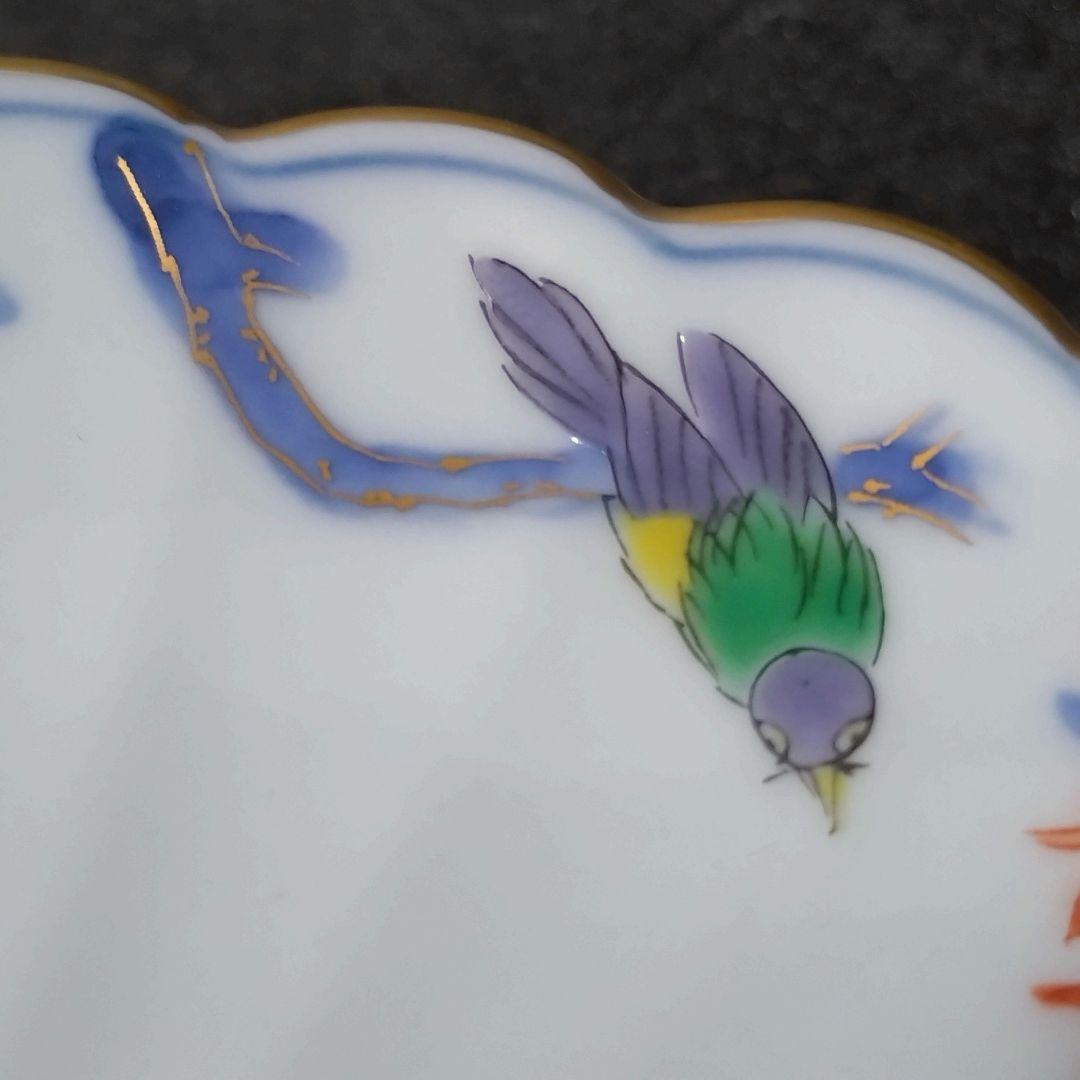 未使用品　有田焼　其泉　染錦君子文　銘々皿揃　金彩　花鳥　菊割皿　中皿　取り皿