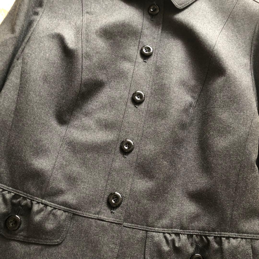 極美品♪BURBERRY LONDON♪ウールペプラジャケット　ダークグレー3L