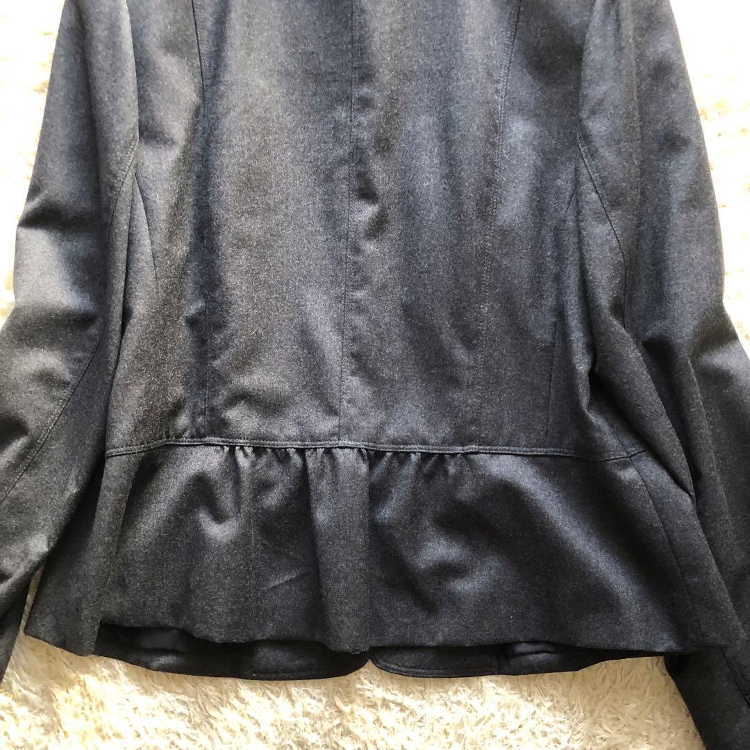 極美品♪BURBERRY LONDON♪ウールペプラジャケット　ダークグレー3L
