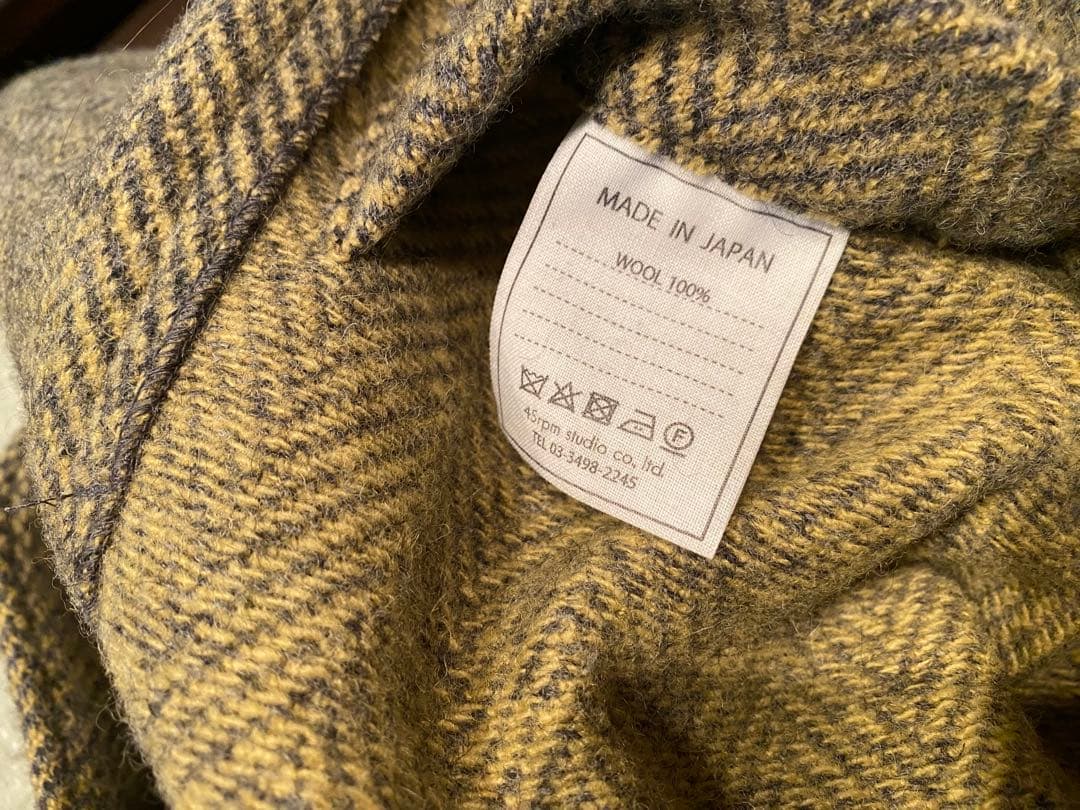 45Ｒ シェットランドヘリンボンカウチンコート ウール ロングコート