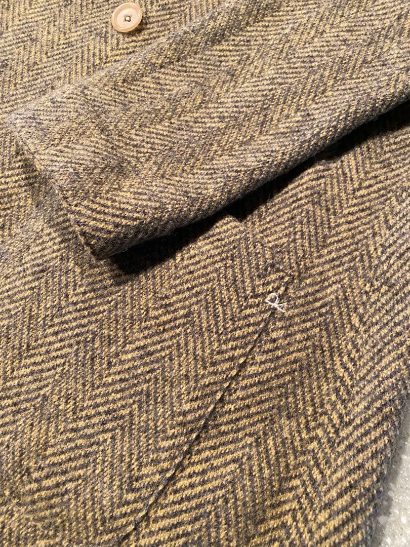 45Ｒ シェットランドヘリンボンカウチンコート ウール ロングコート