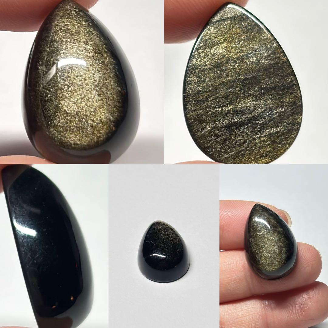 #2053 ♡ゴールドオブシディアン&モリオン&水晶天然石♡マクラメネックレス