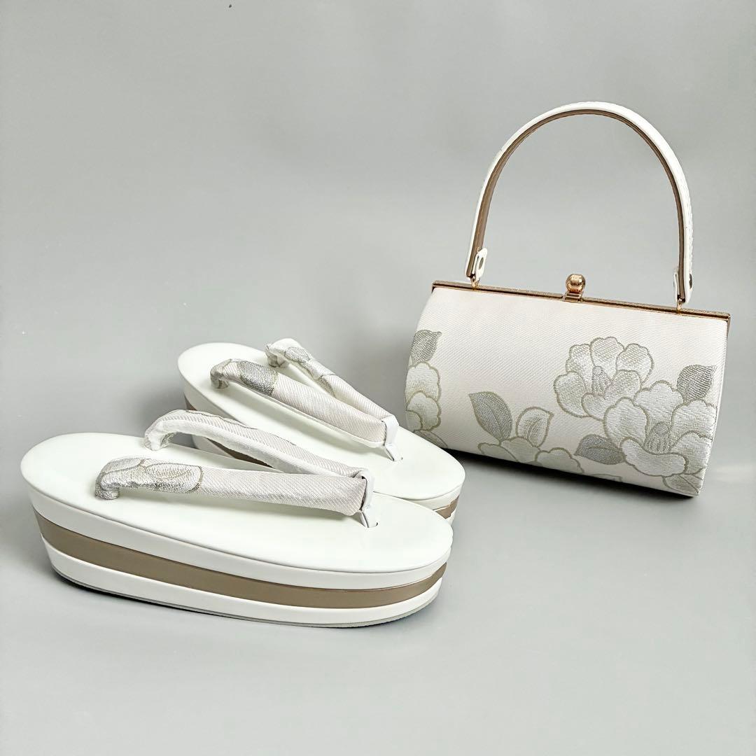 [白椿]織生地草履バッグセット　フリーサイズ　成人式　卒業式