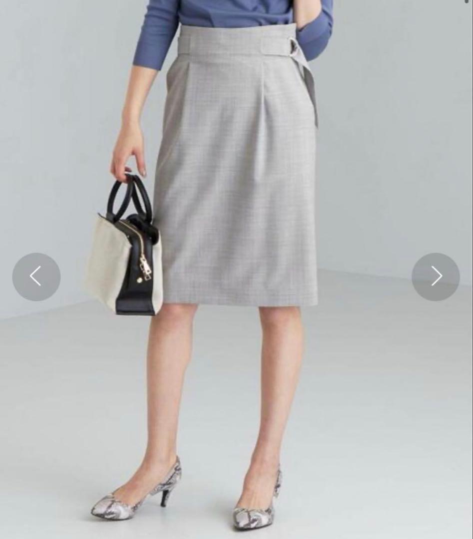 未使用✨グリーンレーベルリラクシング　スカートスーツセットアップ　洗える グレー