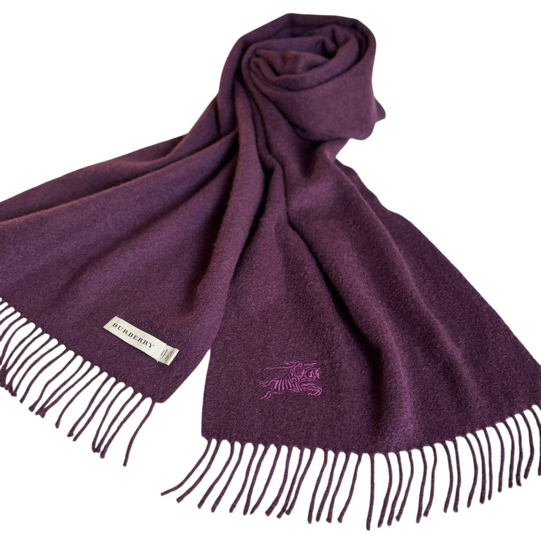 BURBERRY カシミヤ100% スコットランド製 マフラー ホースマーク刺繍