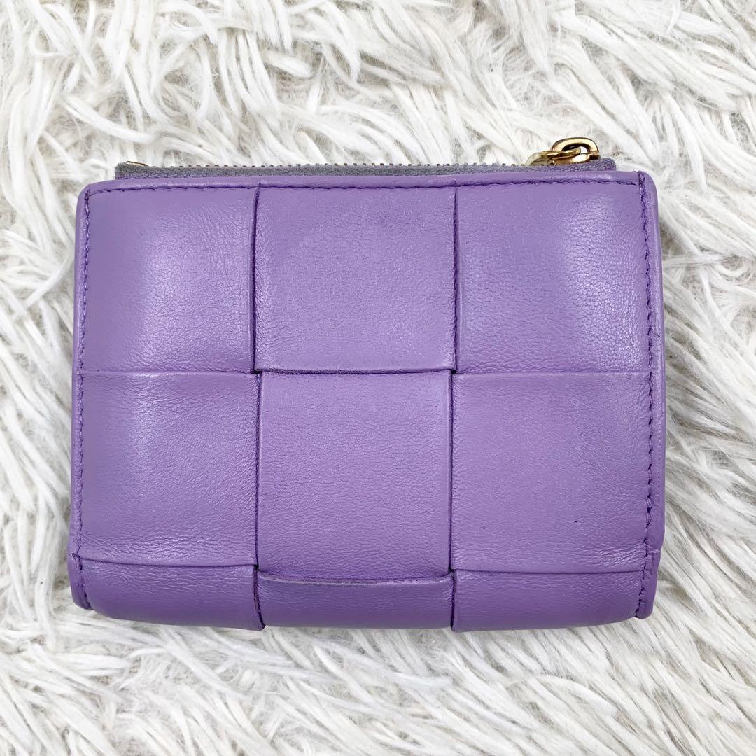 【✨美品✨】ボッテガヴェネタ カセット 二つ折り財布 パープル RFID搭載