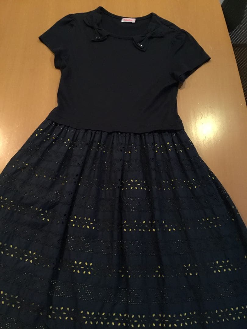 じ*こ様 familiar ファミリア　160 ネイビー　レーススカート　半袖ワ