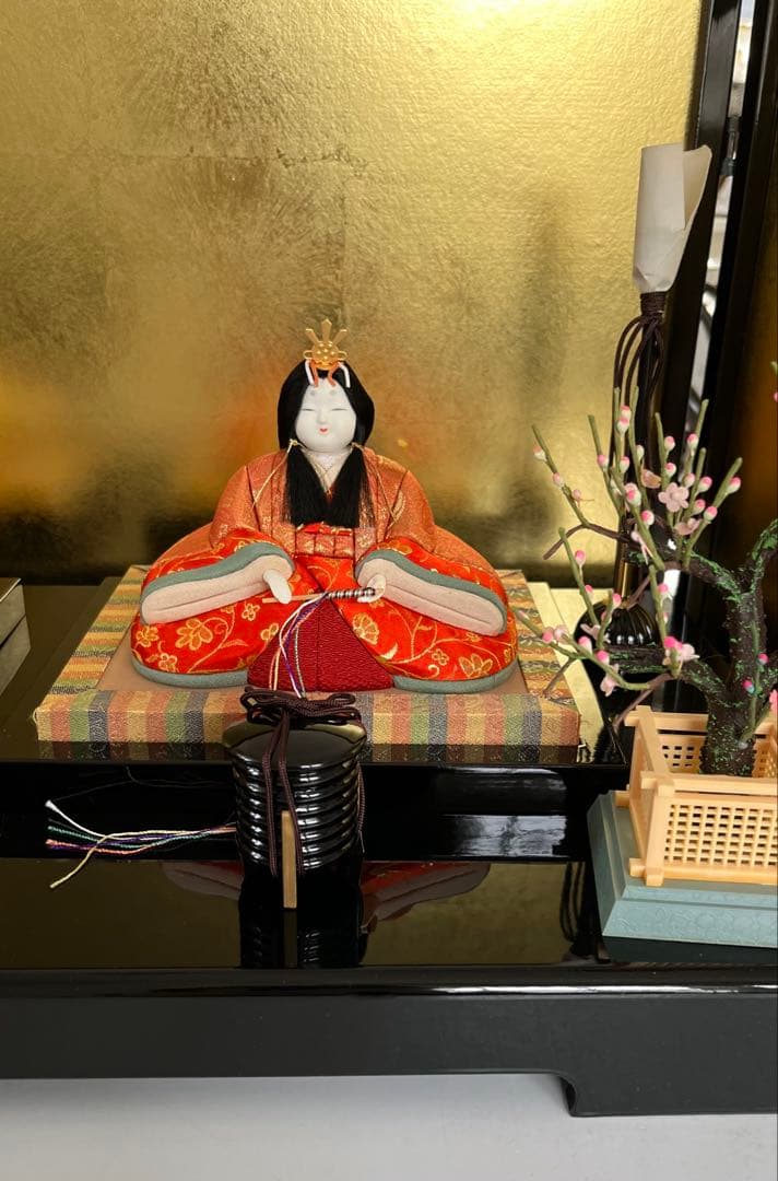 最終お値引き❗️伝統的雛人形・ひな人形・木目込・一秀作・葵雛・親王飾り・屏風台座