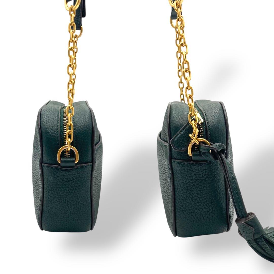 トリーバーチ カメラバッグ マックグロー レザー グリーン チェーン タッセル