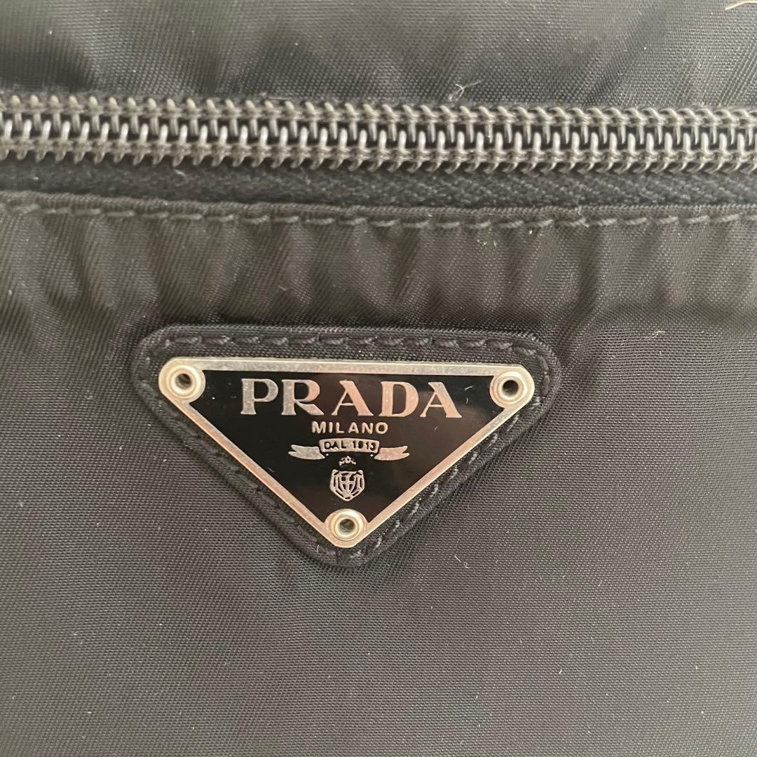 PRADA カメラバッグ テスートナイロン レザー ショルダーバッグ ブラック