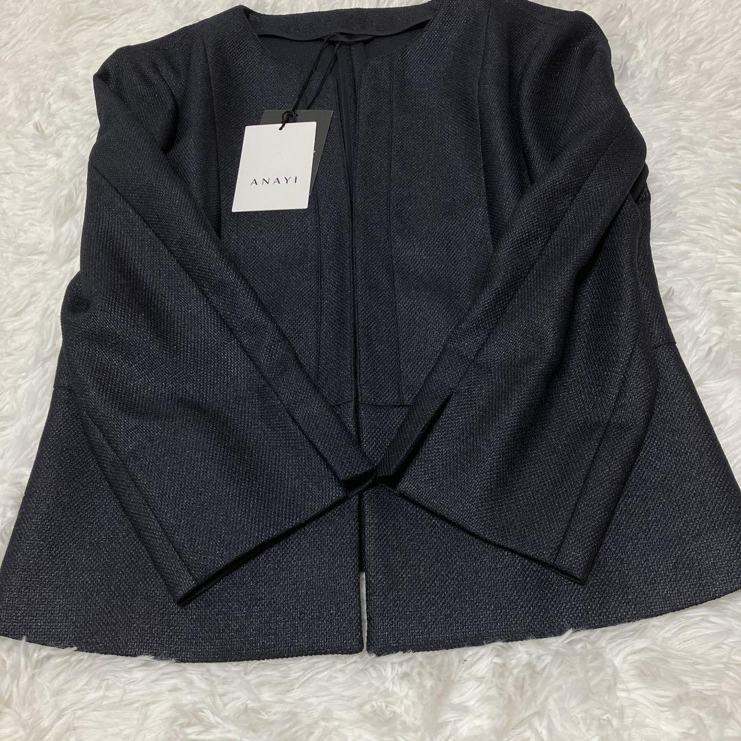 m*2様 新品タグ付✨現行 アナイ へプラムノーカラージャケット キーネック ス