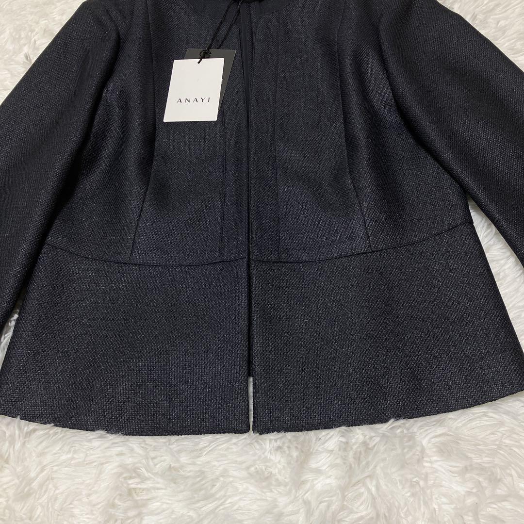 m*2様 新品タグ付✨現行 アナイ へプラムノーカラージャケット キーネック ス