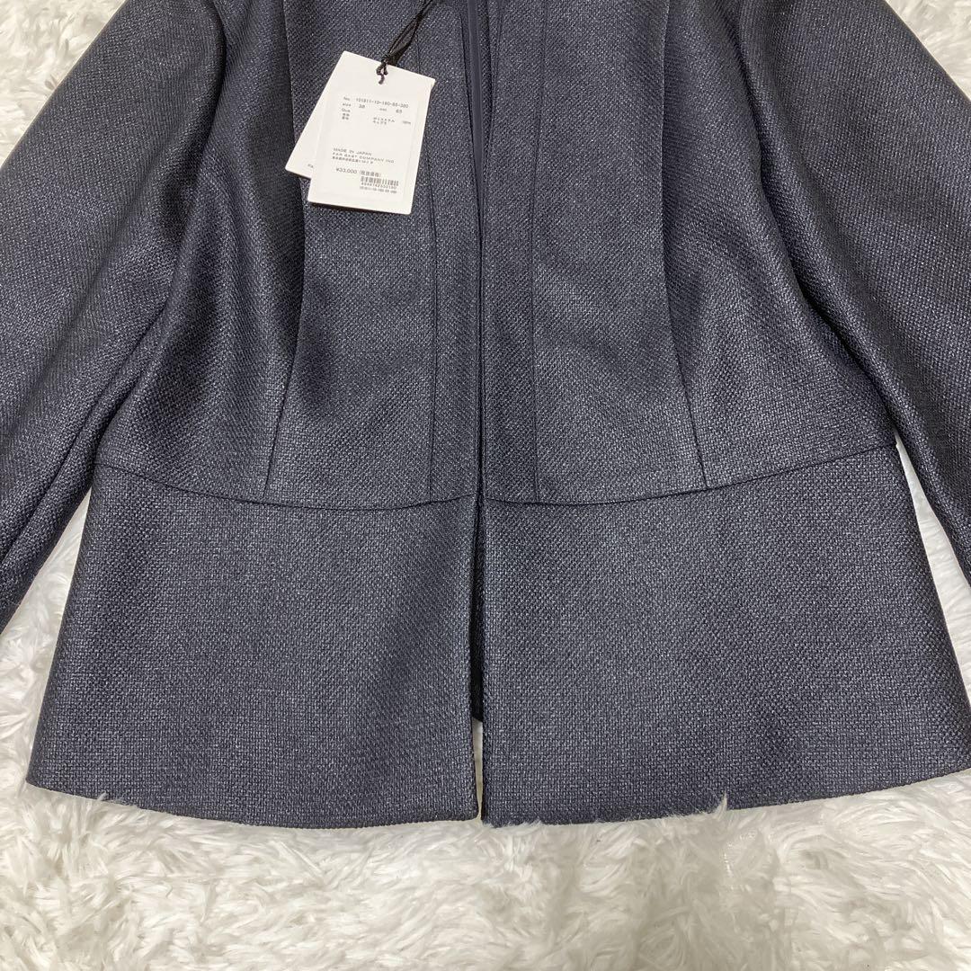 m*2様 新品タグ付✨現行 アナイ へプラムノーカラージャケット キーネック ス