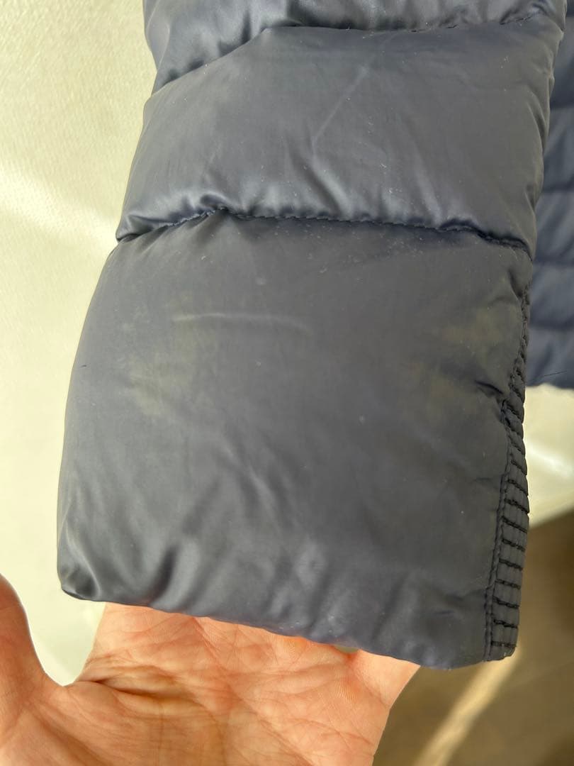 バーバリーダウンコート　ベルト欠損　取り外し可のフード付き　レディースM 紺