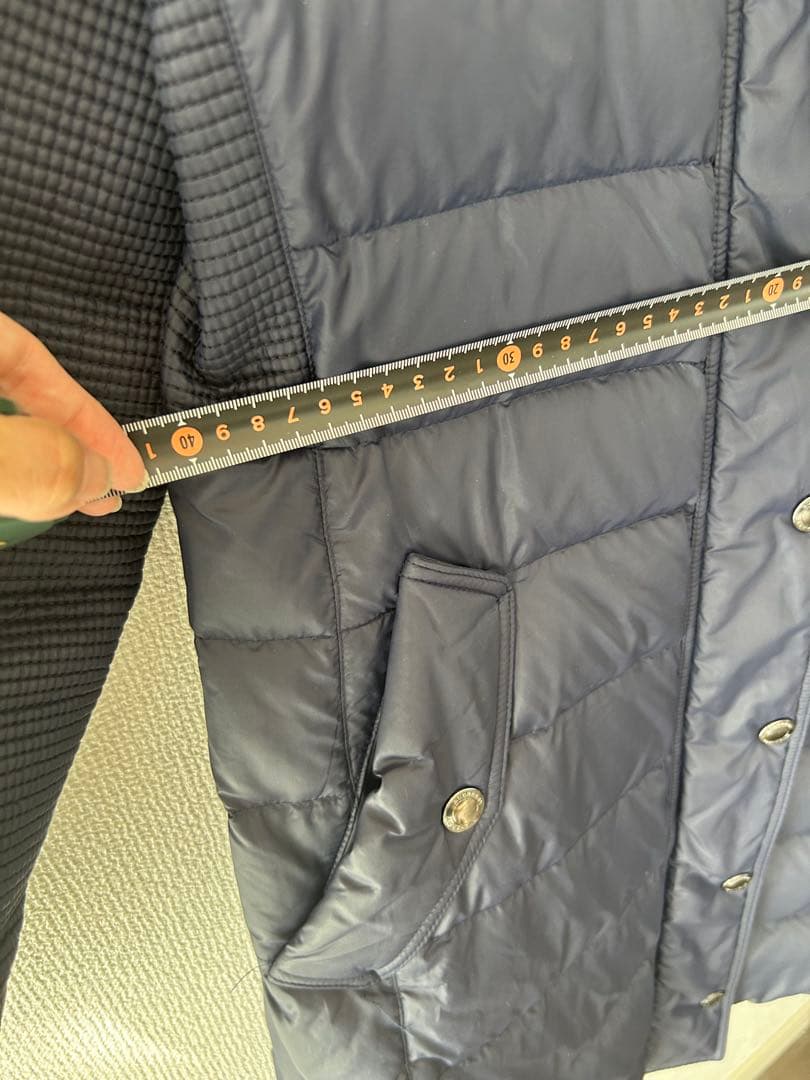 バーバリーダウンコート　ベルト欠損　取り外し可のフード付き　レディースM 紺