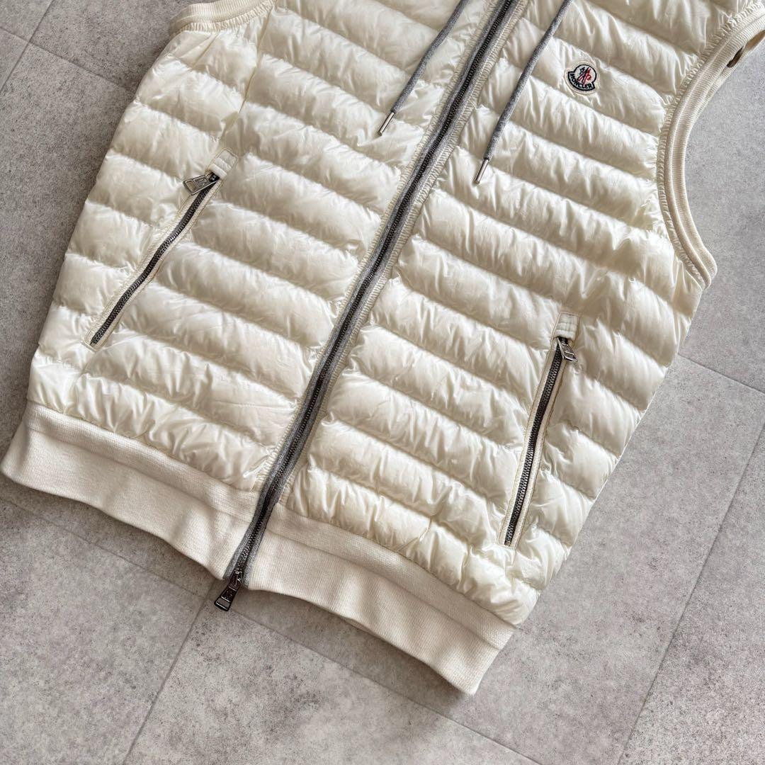 モンクレール　ダウンベスト　MAGLIA　ロゴワッペン　白　S　ニット切替