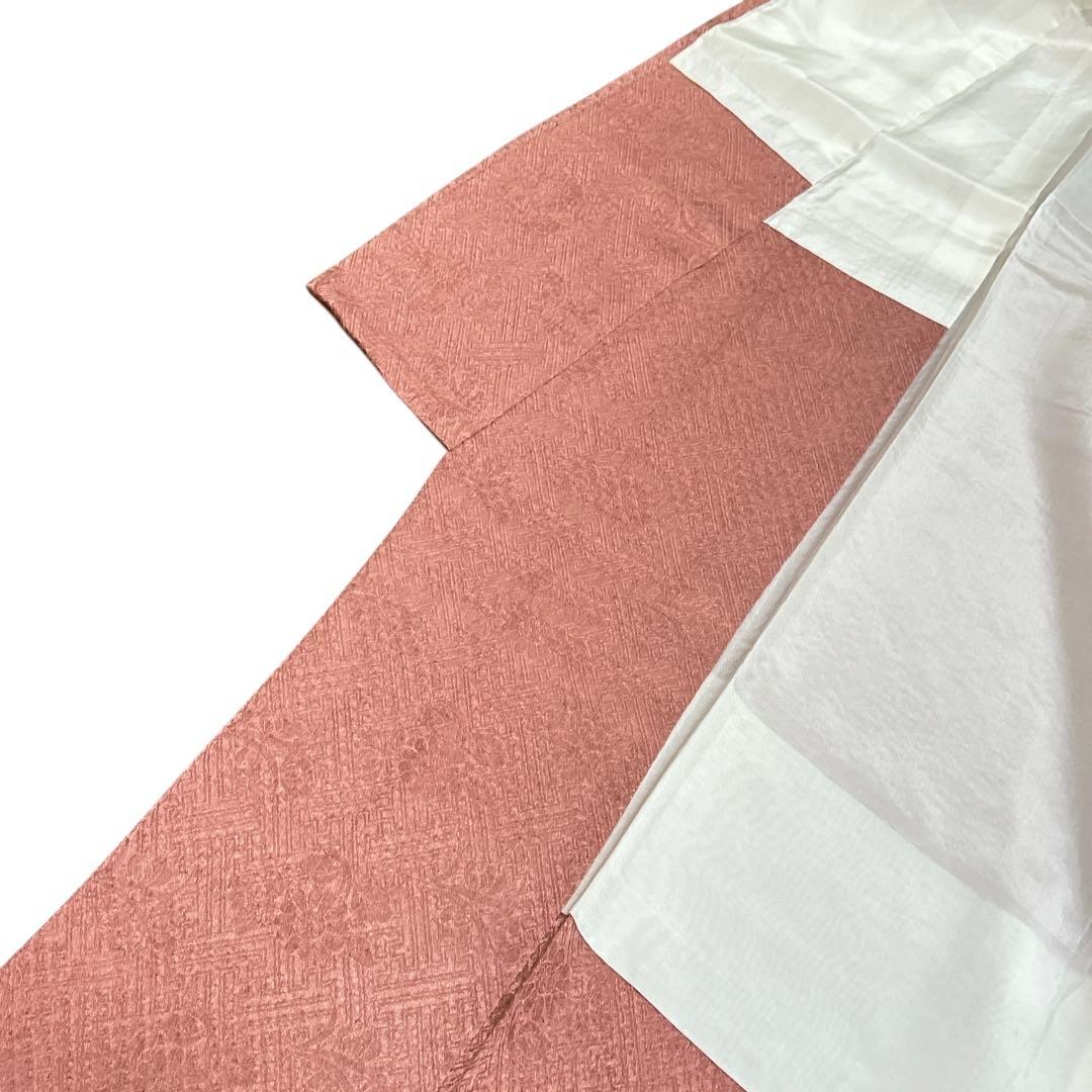 AA8愛華 着物 訪問着　絞り辻け花　曙色 正絹手縫い仕立て　美品