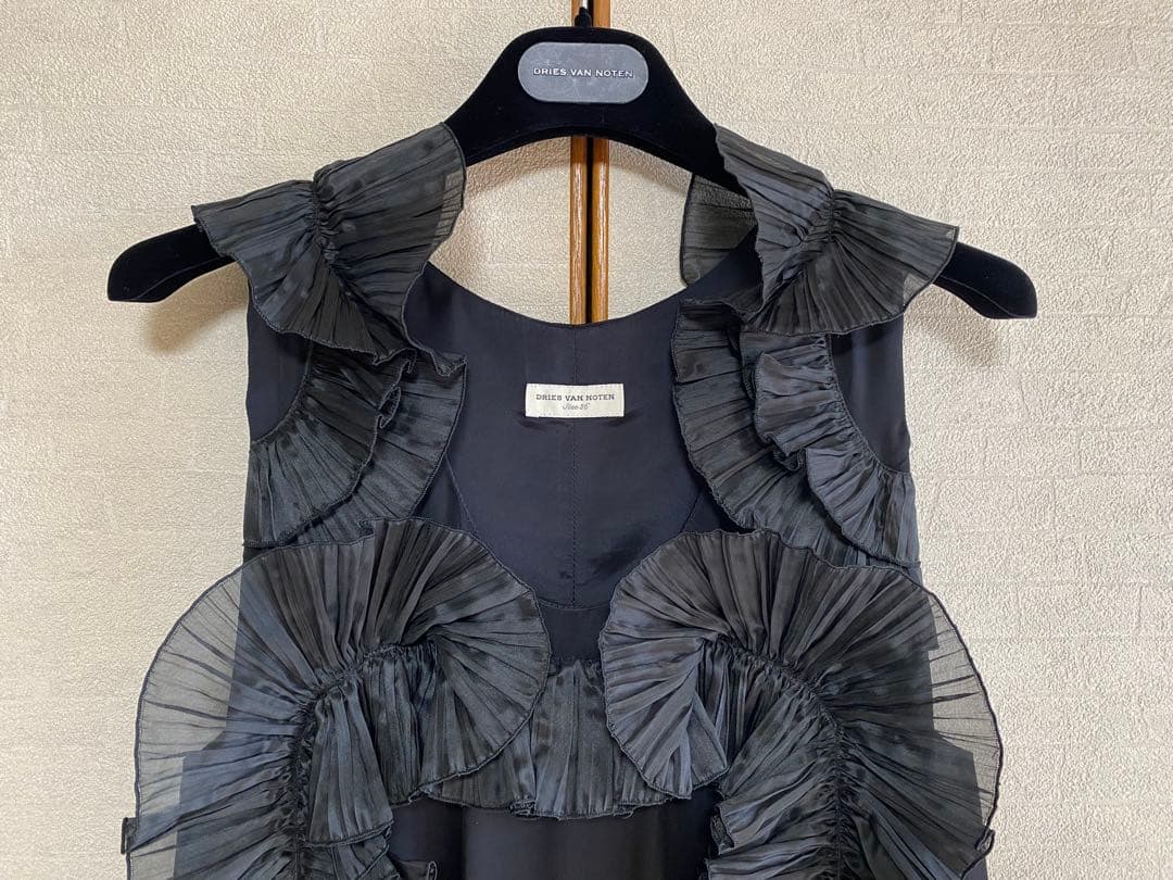 『美品』DRIES VAN NOTEN フリルノースリーブワンピースドレス