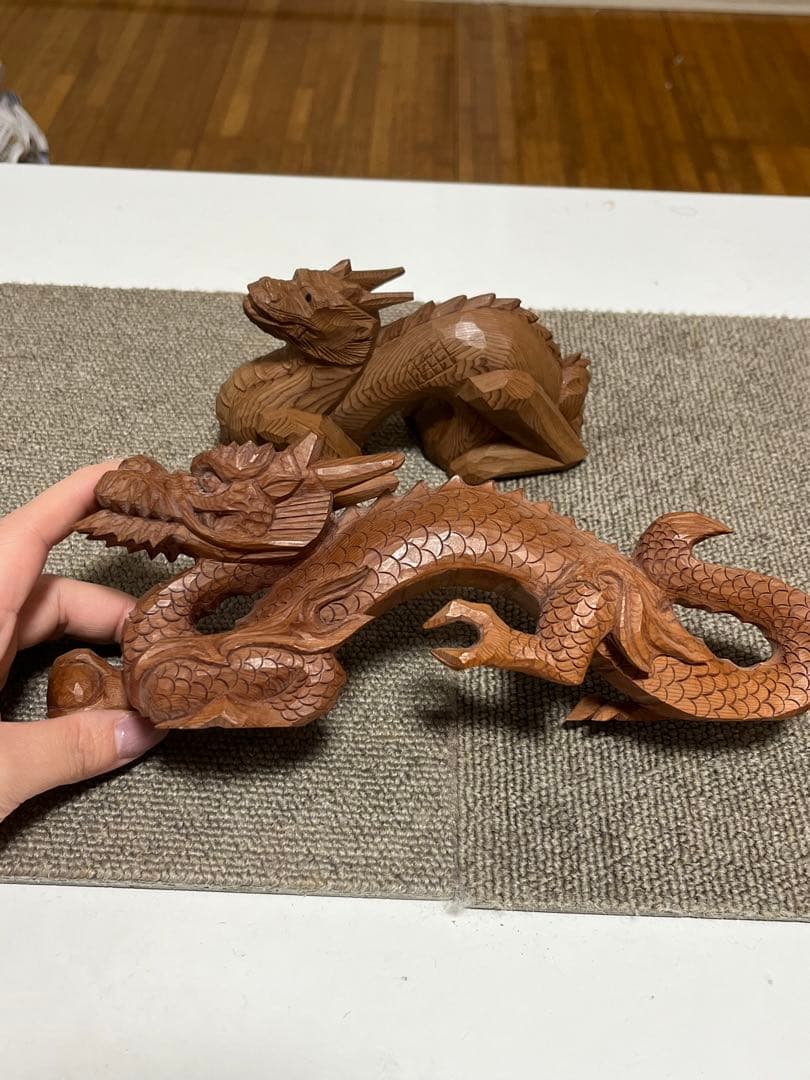 一位一刀彫 下谷高広 龍 置物 木彫り 伝統工芸 木彫 作家物 飛騨 高山一位