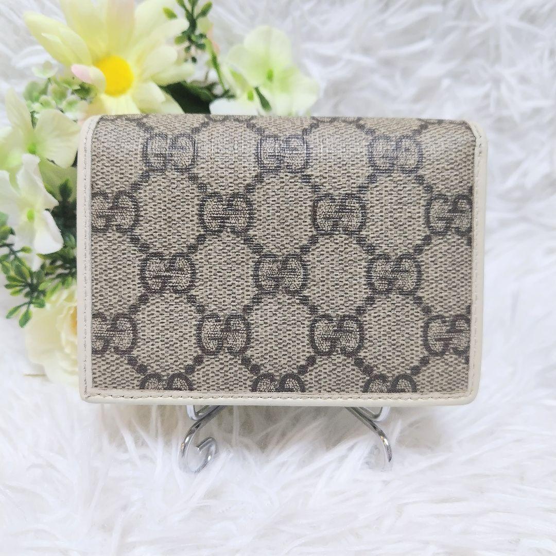 美品✨グッチ◇コンパクト二つ折り財布　ホースビット1955　スプリーム白レザー