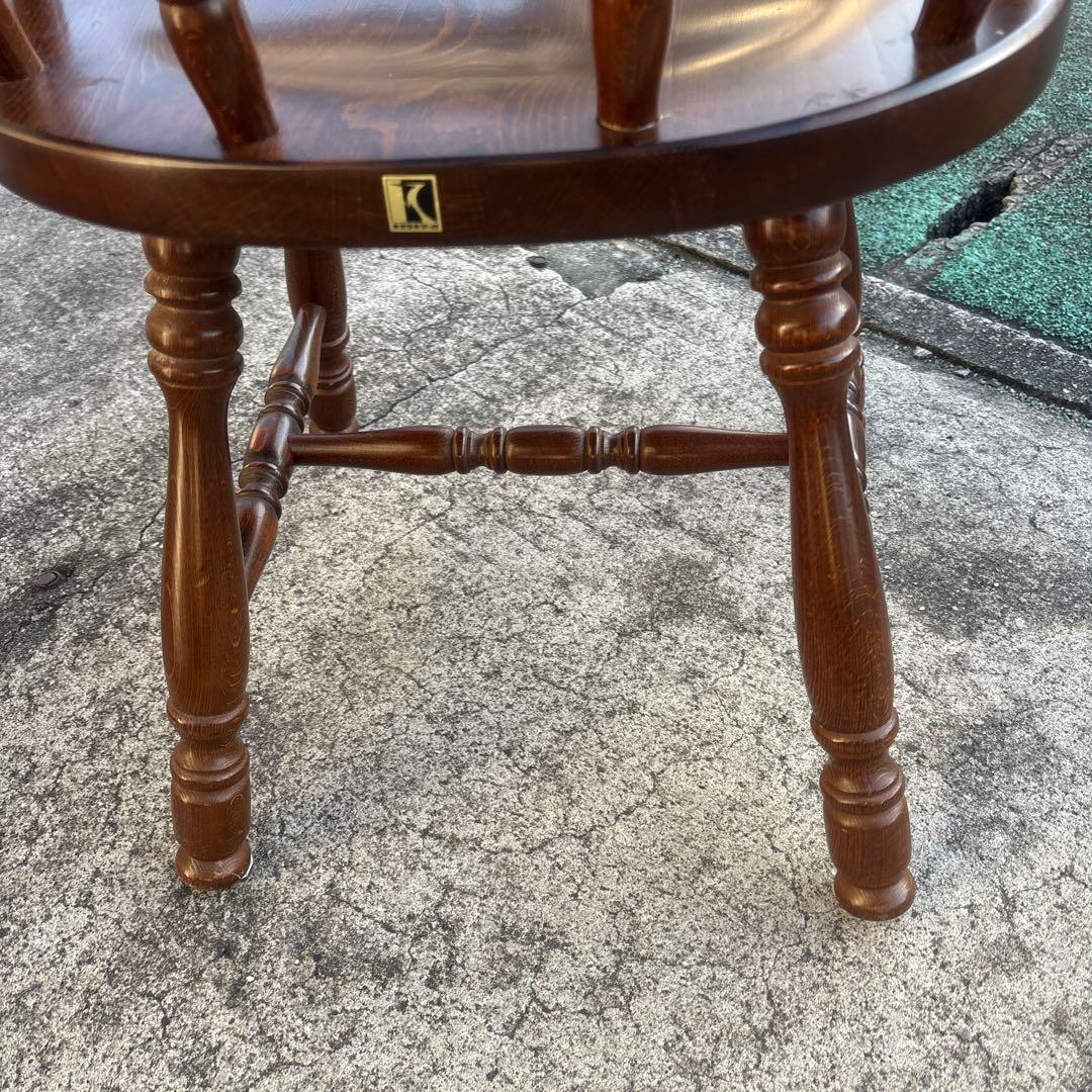 飛騨産業 キツツキ アームチェア 持ち手 ろくろ脚 ヴィンテージ③