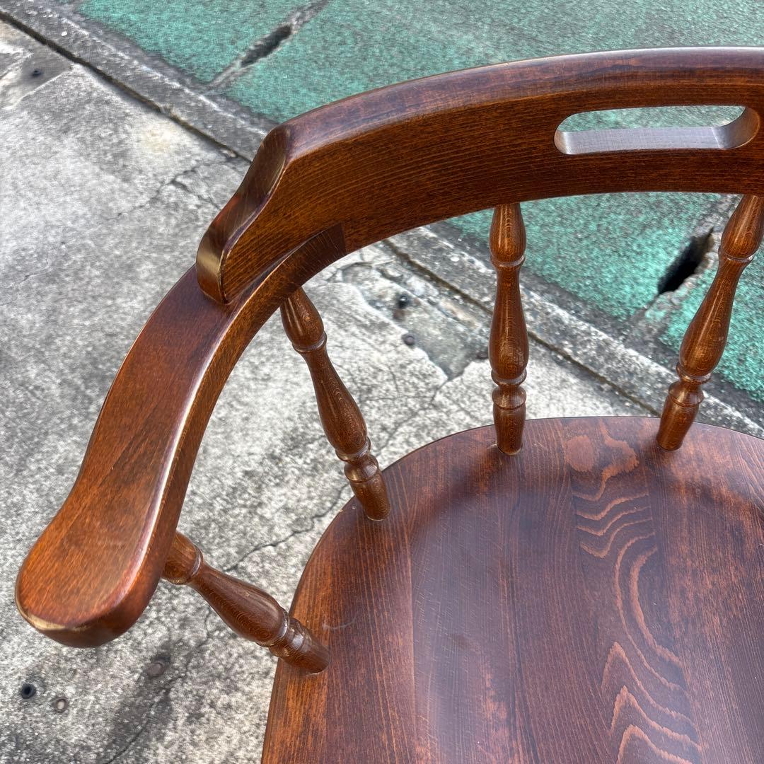 飛騨産業 キツツキ アームチェア 持ち手 ろくろ脚 ヴィンテージ③