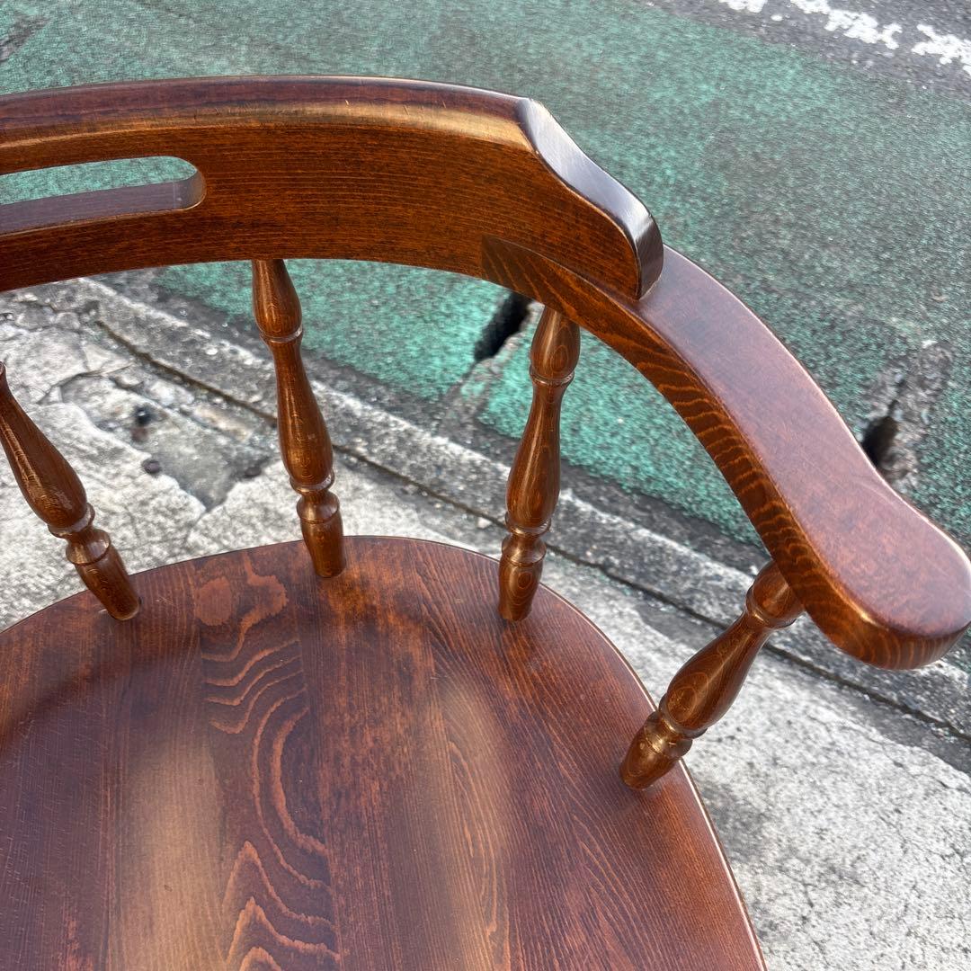 飛騨産業 キツツキ アームチェア 持ち手 ろくろ脚 ヴィンテージ③