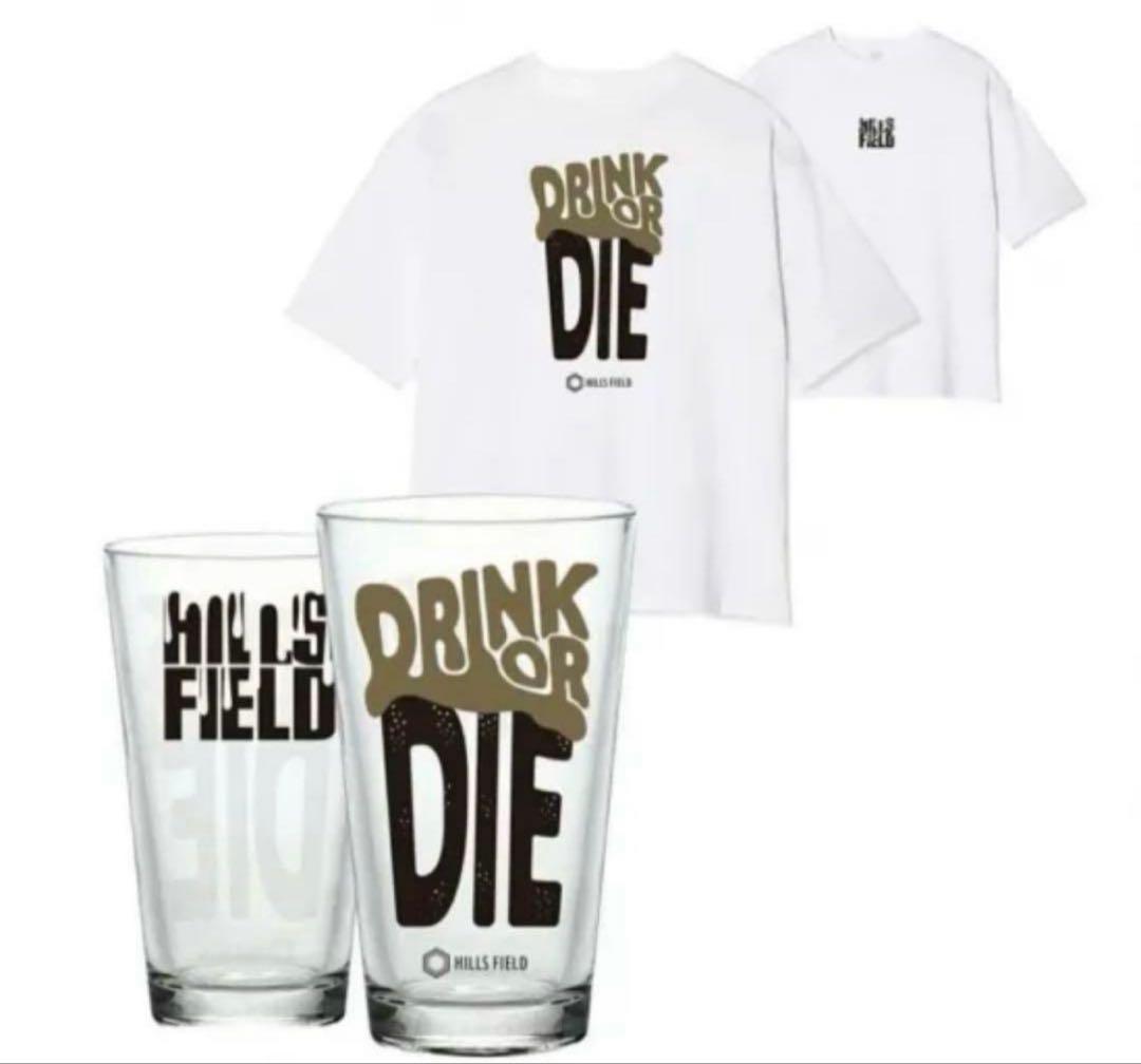 ヒルズフィールドDrink Or Dieパイントグラス＆Tシャツセット　Mサイズ