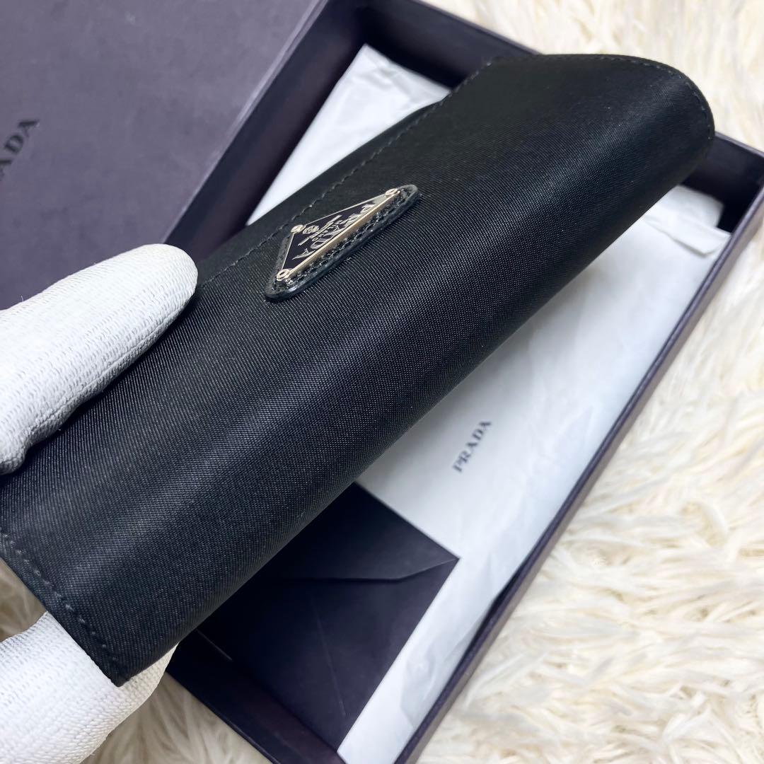 【未使用級】 プラダ ナイロン サフィアーノ 三つ折り 三角プレート