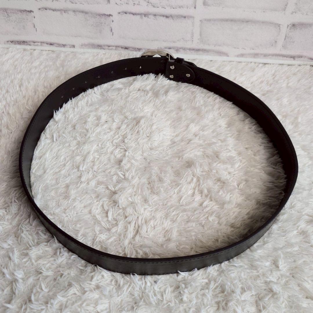 グッチ インターロッキング シルバー バックル レザー ベルト ブラック メンズ