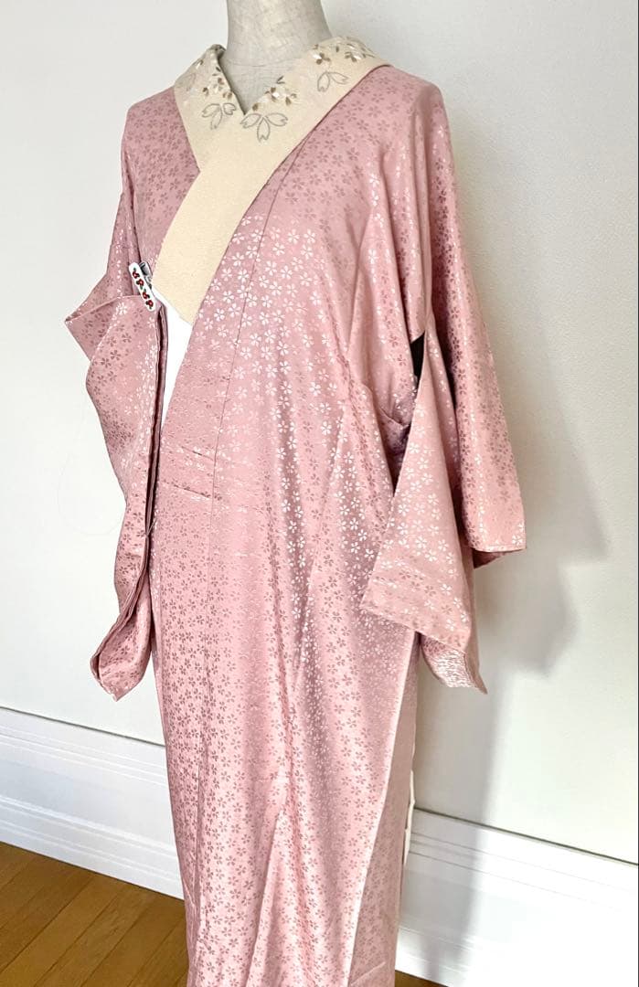 colon様リクエストしつけ付き 黄色色無地 正絹着物 長襦袢 雪輪帯セット