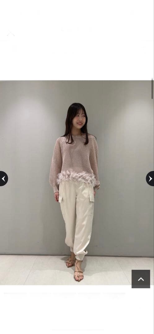 新品未使用タグ付 arpege storyサテンカーゴパンツ白