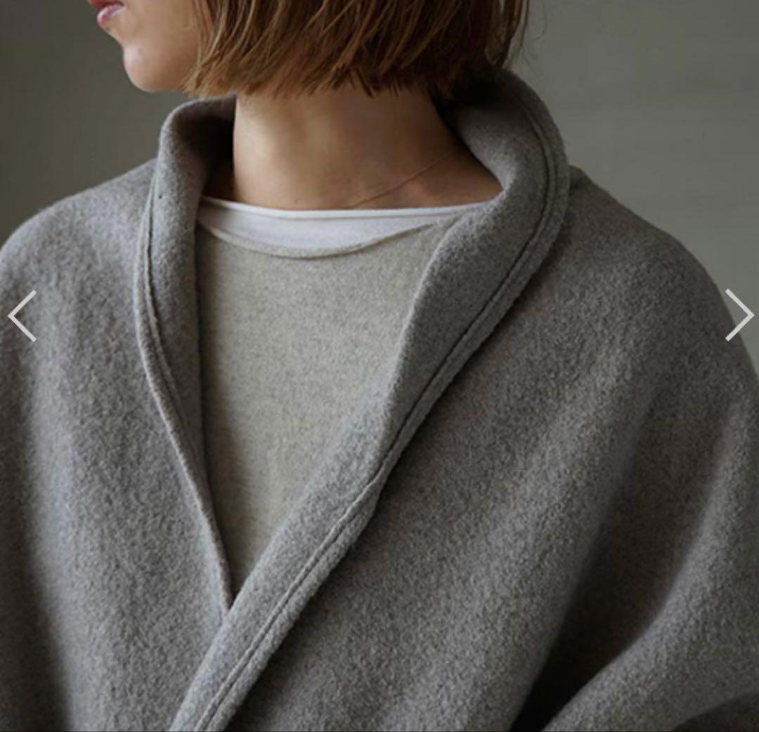 evam eva プレスウール ローブコート グレー ウール100% 日本製