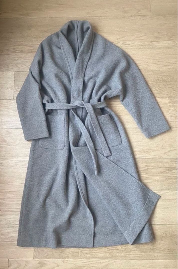 evam eva プレスウール ローブコート グレー ウール100% 日本製