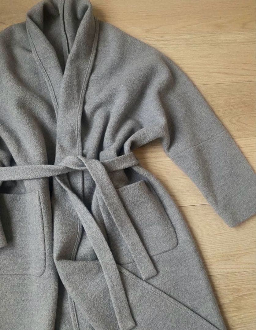 evam eva プレスウール ローブコート グレー ウール100% 日本製