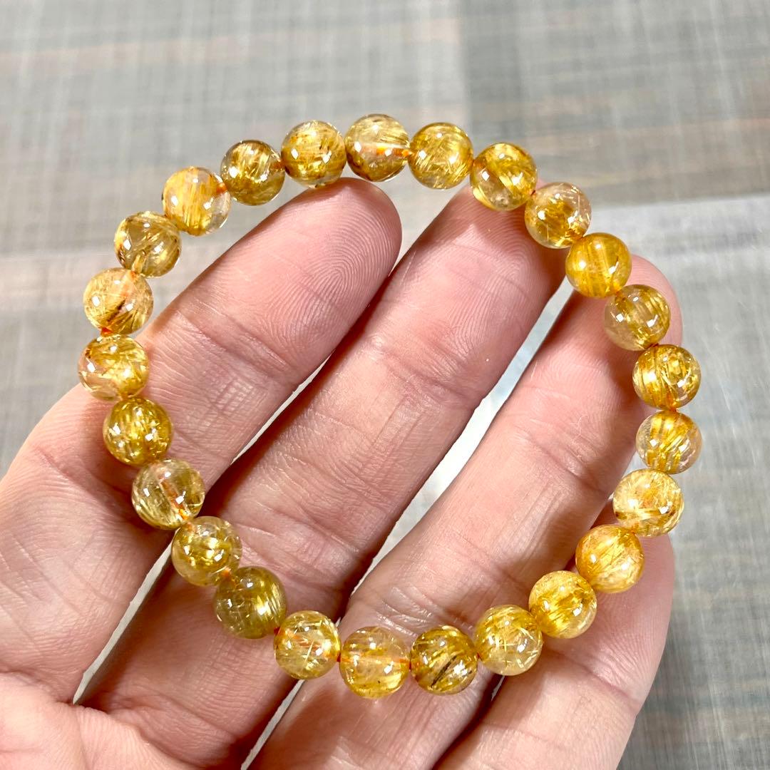 針美しさと透明度抜群　高品質　タイチンゴールドルチルブレスレット　1