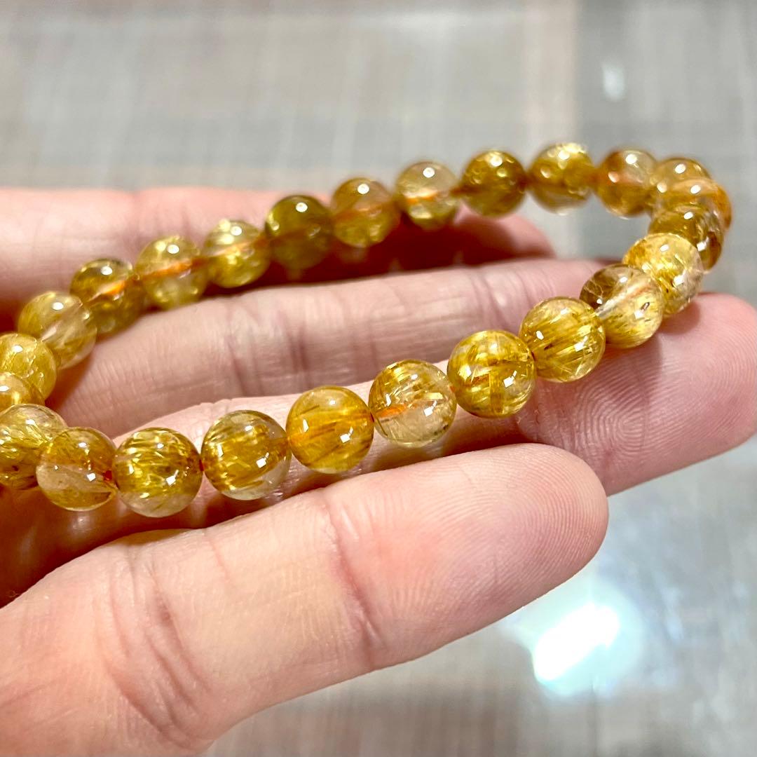 針美しさと透明度抜群　高品質　タイチンゴールドルチルブレスレット　1