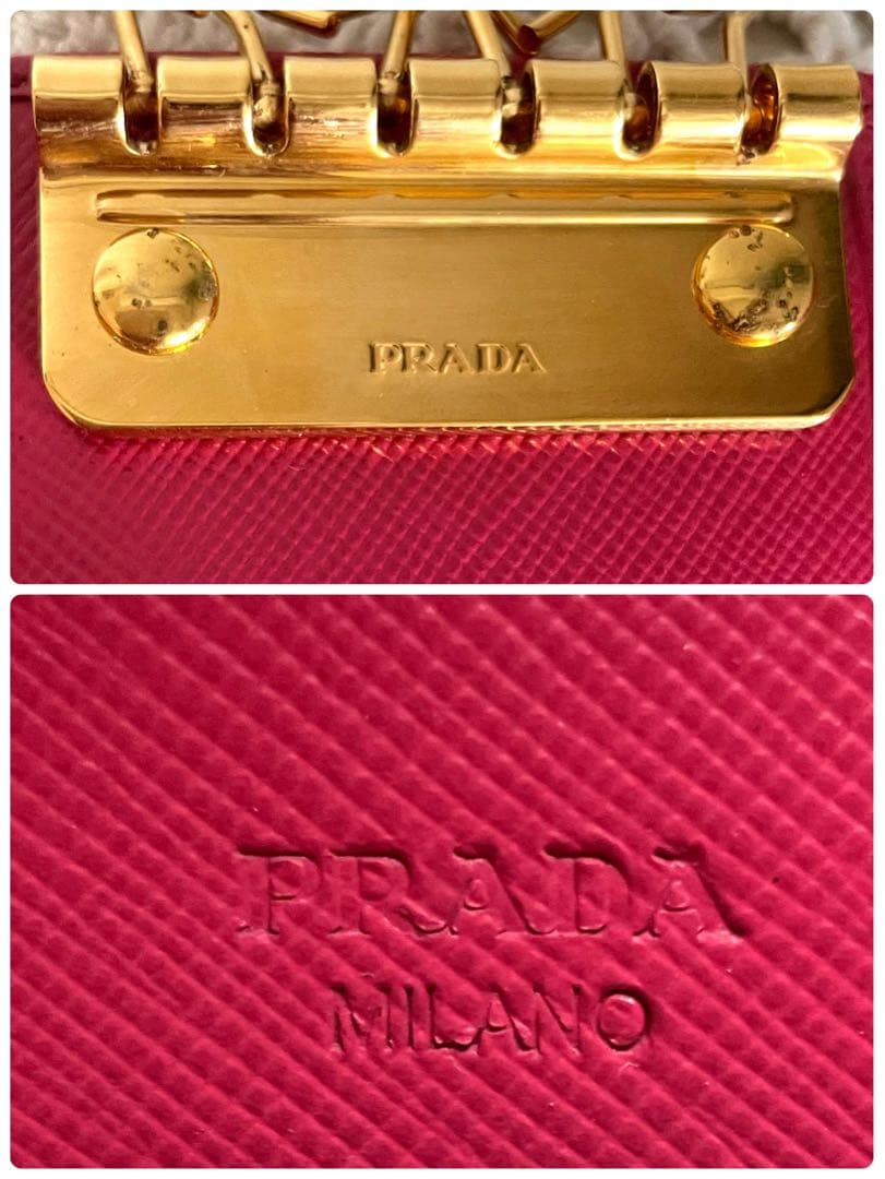 PRADA サフィアーノレザー キーケース ピンク