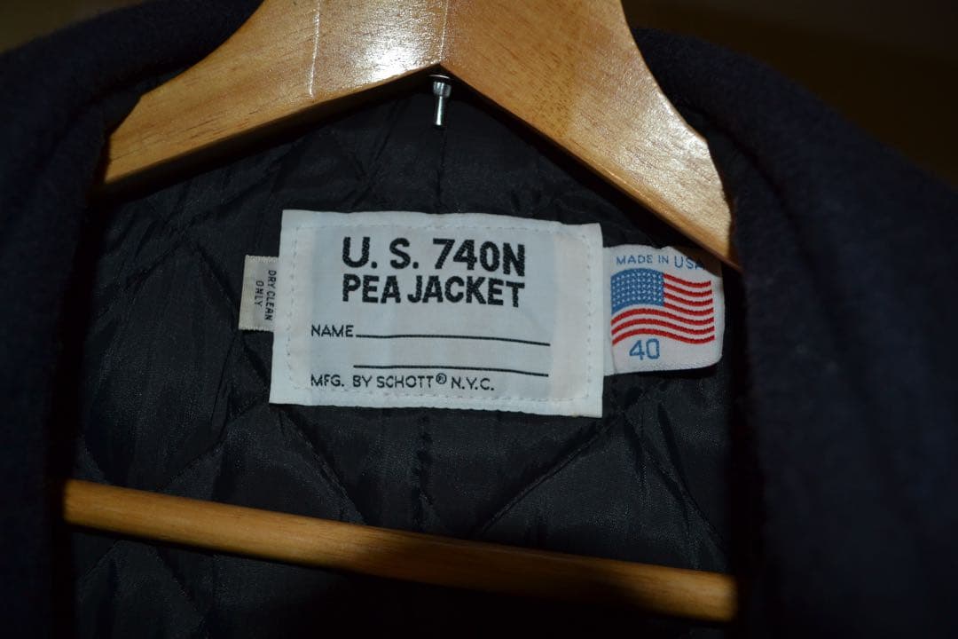 Schott 740N Pコート 希少ネイビー 米国製 40