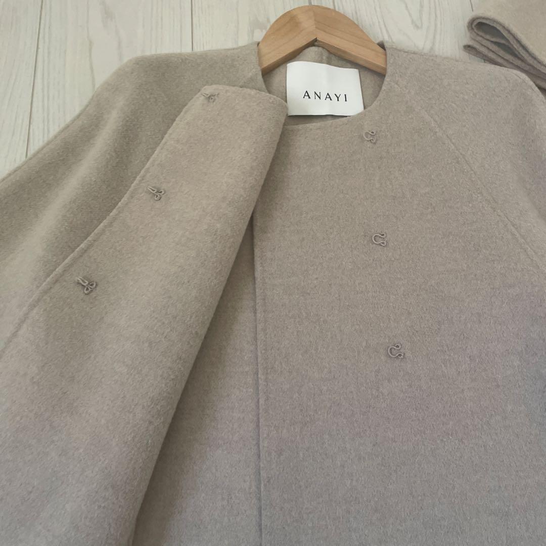 ANAYI リバーケープジャケット36 マフラー付き　ポンチョ　定価80300