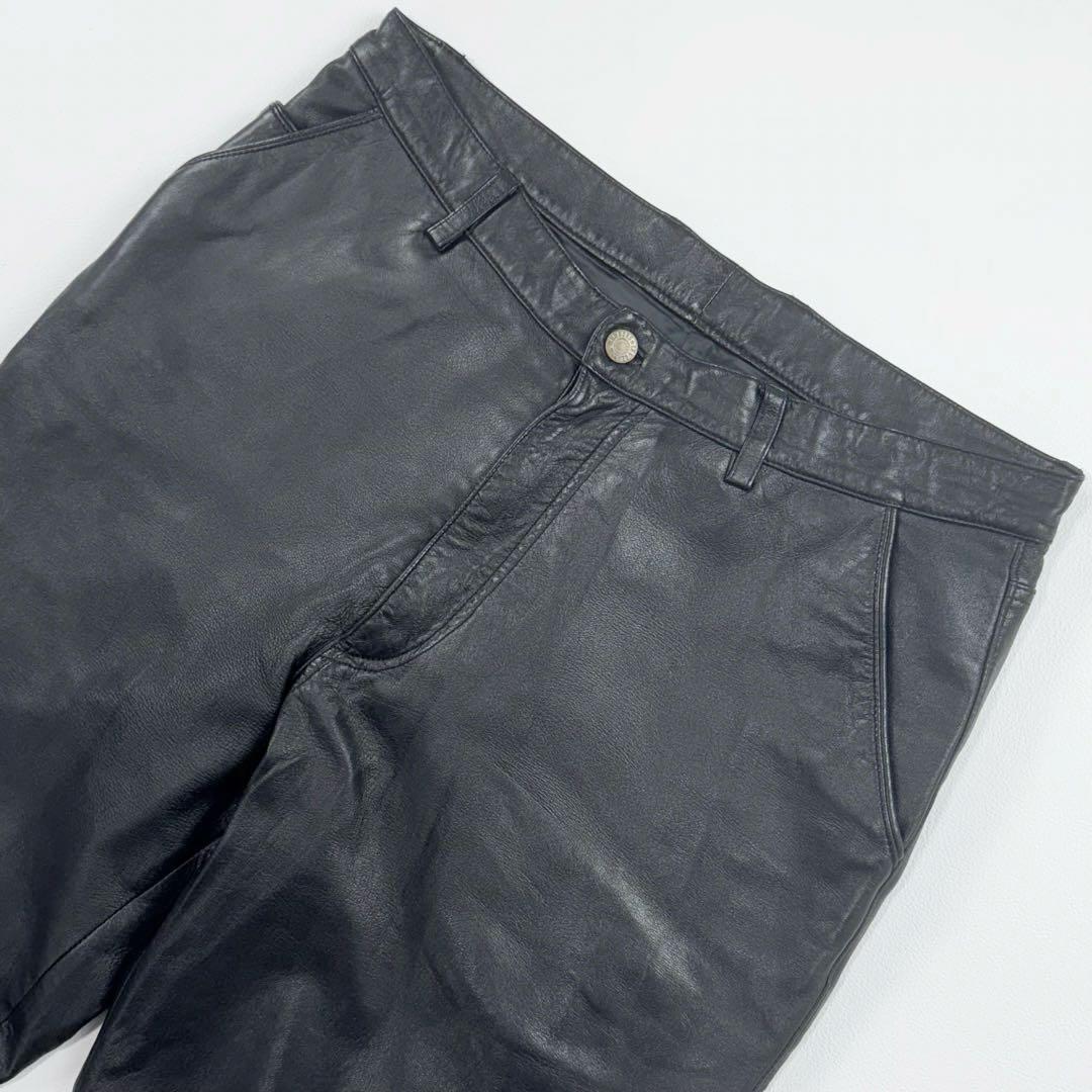 希少✨サンタフェ レザーパンツ 革パン 羊革 シープスキン ブラック W34