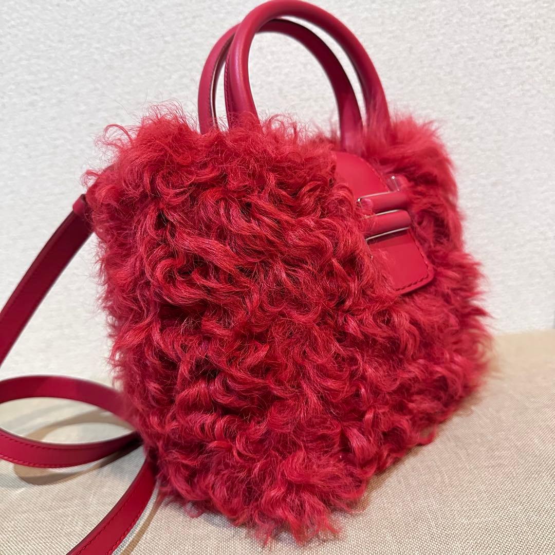 ココ⭐︎TOD'sダブルTラムファー2way赤ショルダーバッグ