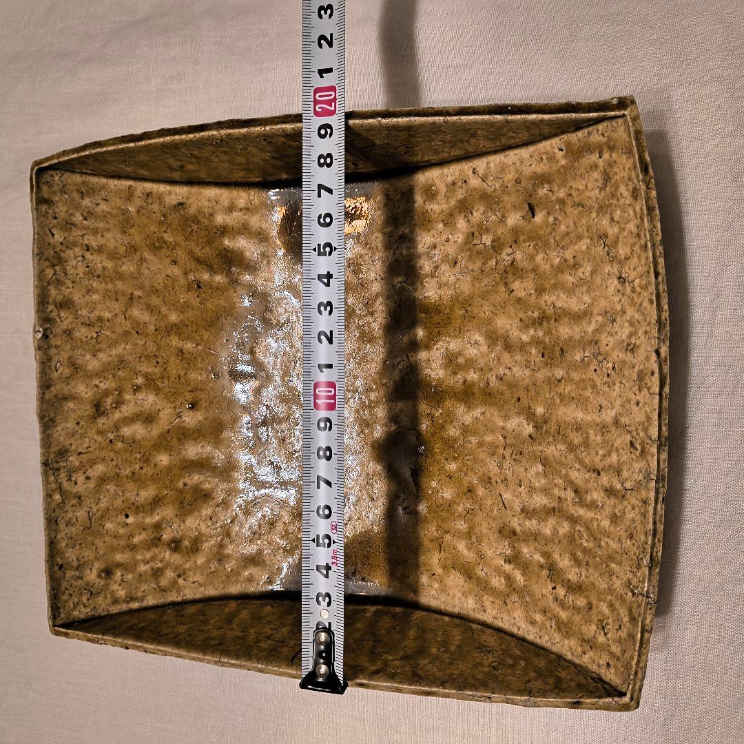 安達健 さん 茶灰釉大舟形鉢 大皿 2客セット