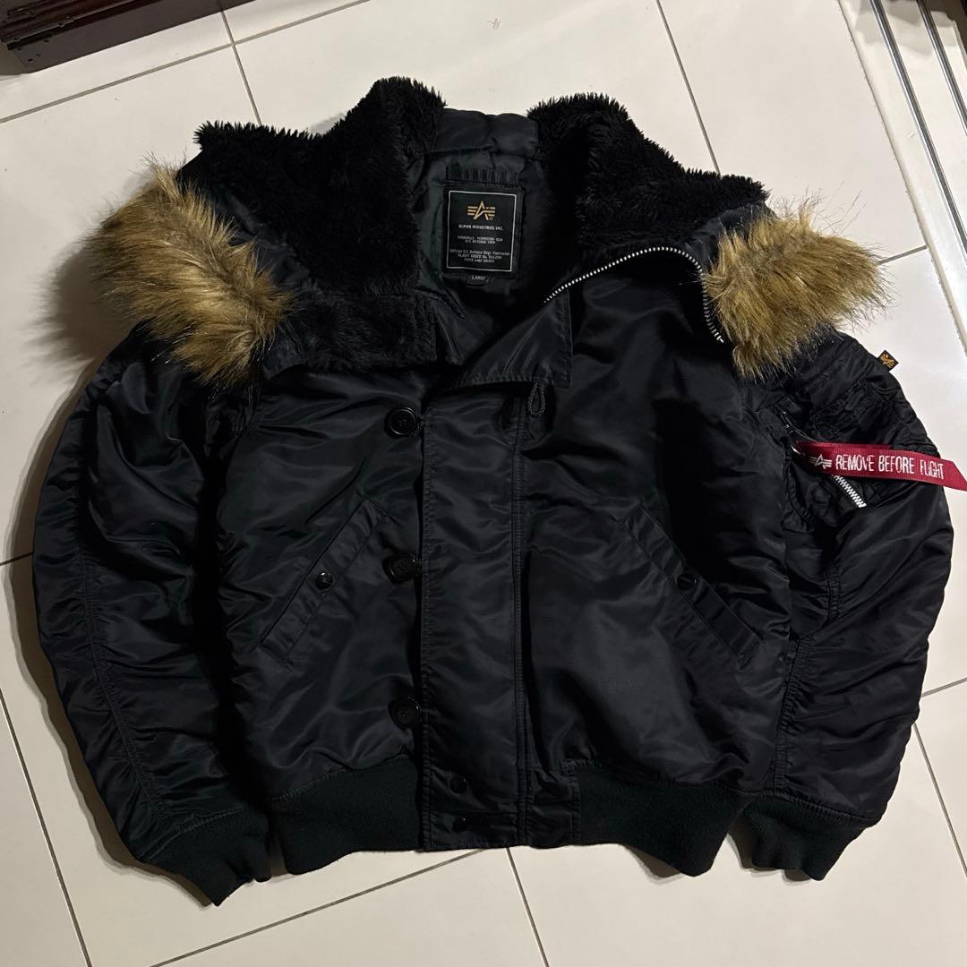 ALPHA INDUSTRIES N-2Bフライトジャケット ブラック 短丈