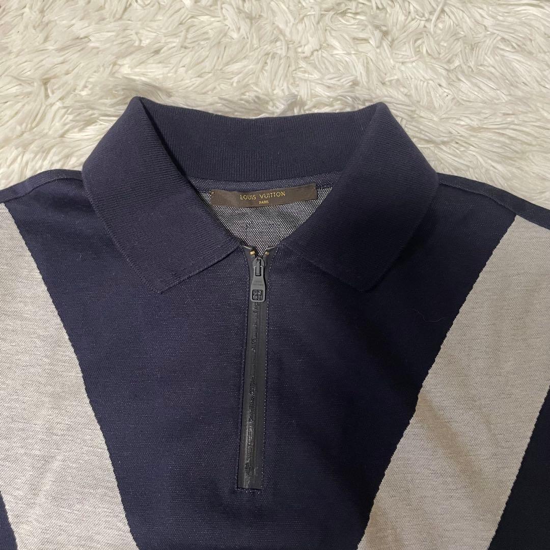 美品　LOUIS VUITTON Tシャツ 半袖　ポロシャツ ハーフジップ　紺