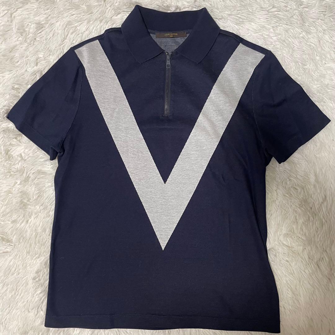 美品　LOUIS VUITTON Tシャツ 半袖　ポロシャツ ハーフジップ　紺