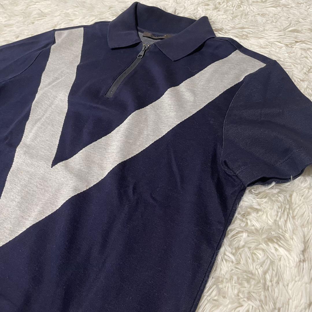 美品　LOUIS VUITTON Tシャツ 半袖　ポロシャツ ハーフジップ　紺