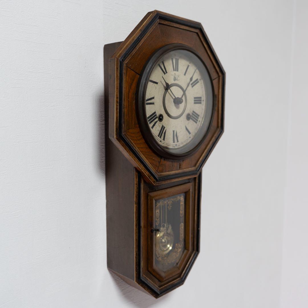 尾張時計　振り子時計　昭和レトロ　八角時計　オーバーホール済　動作品