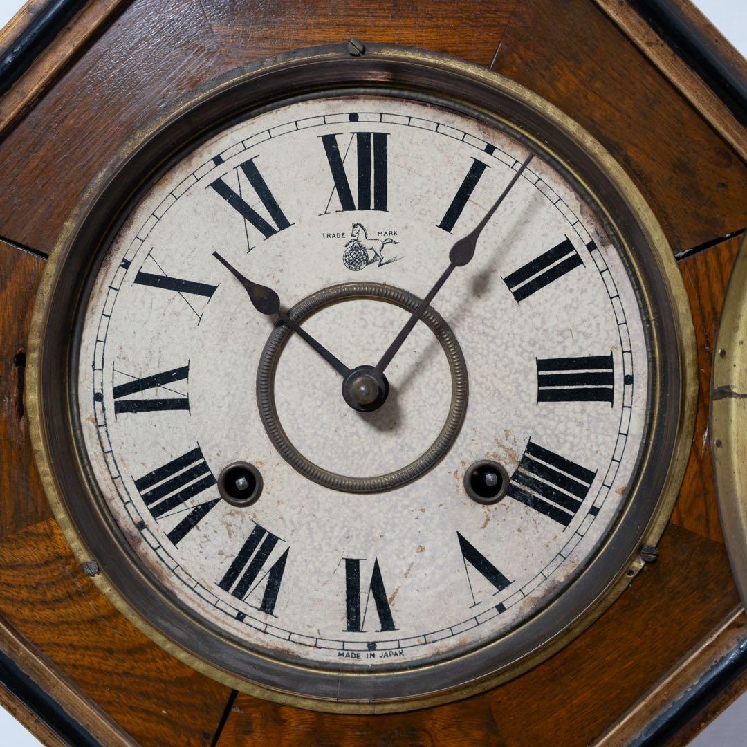 尾張時計　振り子時計　昭和レトロ　八角時計　オーバーホール済　動作品